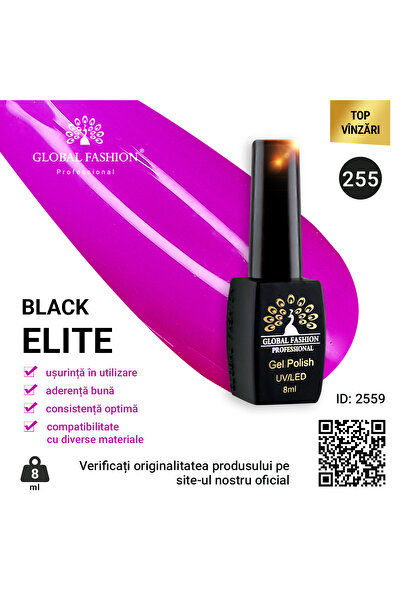 global fashion Set de 4 unități: Oja semipermanenta BLACK ELITE, 8 ml, 255