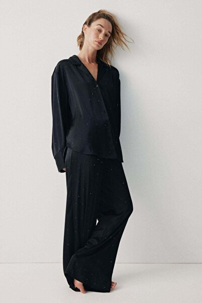 H&M Embellished satin pyjama bottoms