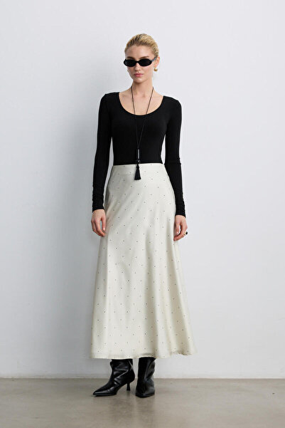 BE BLUE Polka Dots Satin Skirt