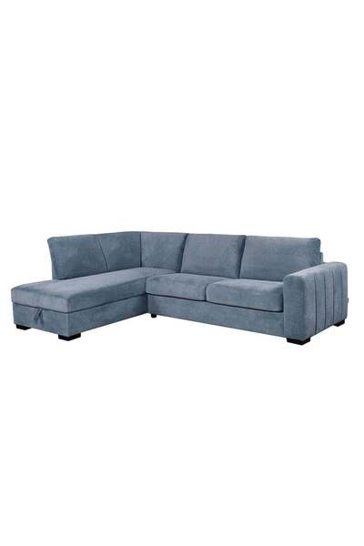 Danube Home Egor Fabric Left Corner Sofa - Blue, Solid Wood, 3-Seater, 269x198x87cm, 2-Year Warranty