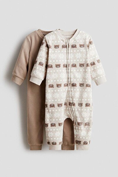 H&M 2-pack fleece zip-up sleepsuits