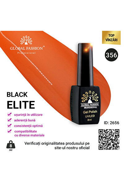 global fashion Set de 4 unități: Oja semipermanenta Black Elite, 8 ml, 356