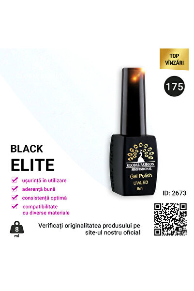 global fashion Set of 4 units: BLACK ELITE semi-permanent nail polish, 8 ml, 175