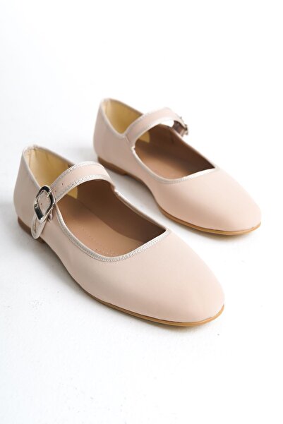 FEMME Balerini de zi cu zi pentru femei, cu bretele, cu vârf oval, Laura Bej