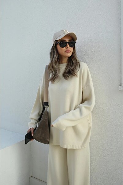 solena sln Women's Crew Neck Sweater Pants Knitwear Set