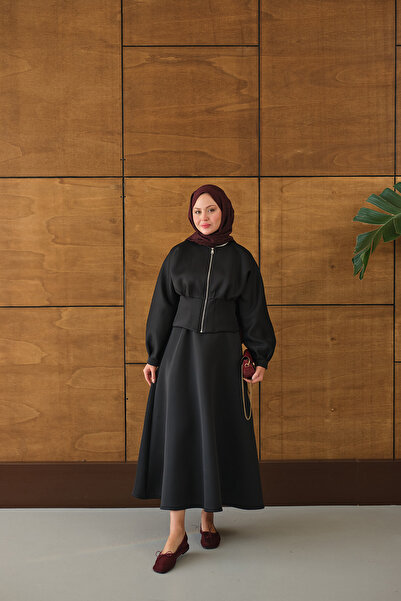 LOCCO Дамски костюм с пола и цип, черен