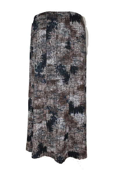 HESNA Women's Battal Ayşen Winter 8-Piece Tan Marbled Cloud Quality Patterned Skirt