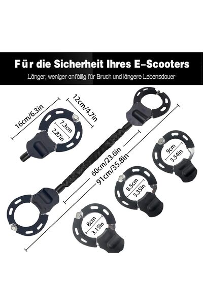 furein Anti-theft handcuff type 91 cm, silicone protection, rigid bag - scooter, bicycle, motorcycle
