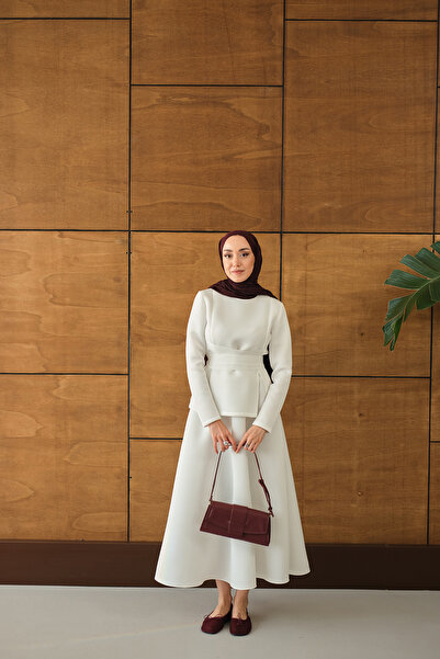 LOCCO Women's Waist-Tie Skirt Suit White