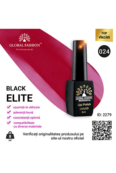 global fashion Set de 4 unități: Oja semipermanenta Black Elite, 8 ml, 024