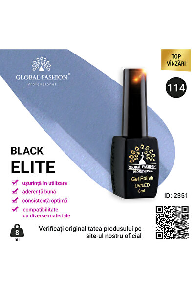 global fashion Set de 4 unități: Oja semipermanenta BLACK ELITE, 8 ml, 114