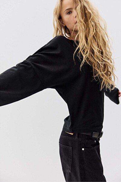 H&M بلوزة قطنية بأكمام طويلة