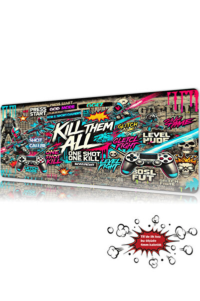 urzuva Cyber Graffiti 90x40 4MM Kalınlık Premium Gaming oyuncu mousepad, Anti...