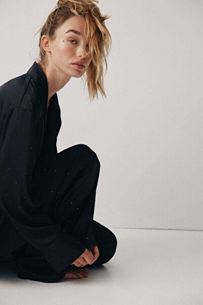 H&M Embellished satin pyjama bottoms