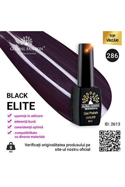 global fashion Set de 4 unități: Oja semipermanenta BLACK ELITE, 8 ml, 286
