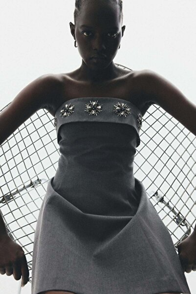 H&M Rhinestone-embellished bandeau dress