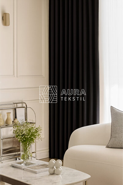 Fluiana Siyah %100 Güneş Geçirmez Blackout Perde | Düz Dikim Pilesiz Blackout...