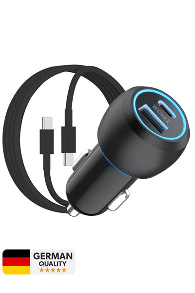 woyax Araç Şarj Aleti Çakmaklık Type-C + USB Girişli Kablolu Set 38W