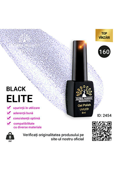 global fashion Set de 4 unități: Oja semipermanenta BLACK ELITE, 8 ml, 160