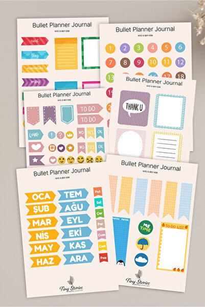 tinystoriestr مجموعة ملصقات بوليت جورنال - 6 صفحات / مفكرة، ألبوم صور، دفتر ي...