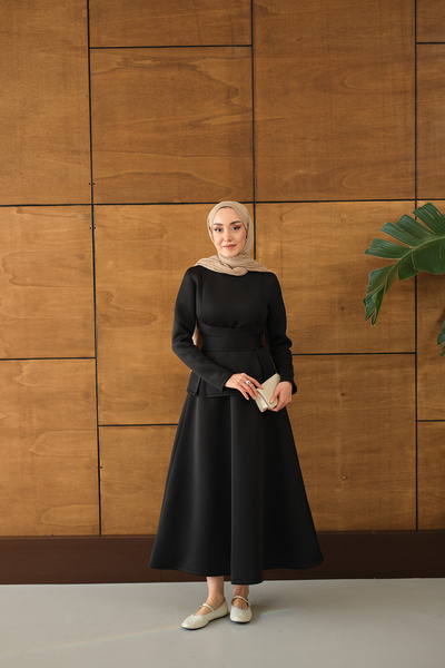 LOCCO Γυναικείο Σετ Φούστα με Κορδόνι στη μέση Μαύρο