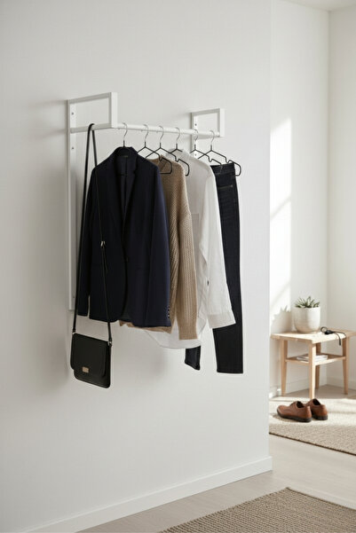 Grandmix Duvara Monte Metal Portmanto Elbise Askılığı Antre Giyinme Odası Ask...