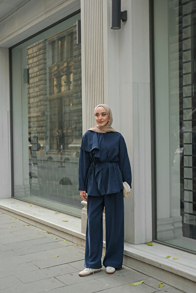 LOCCO Γυναικείο Σετ Μπλε Ναυτικό με Μπροστινό Συρόμενο Διπλό Σετ