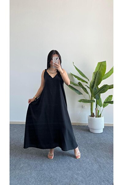 Pera Shaya Asymmetrical Cut Bamboo Dress - Black