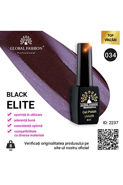 global fashion Set de 4 unități: Oja semipermanenta Black Elite, 8 ml, 034