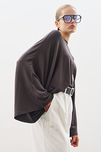 Manuka Cape Style Bluse Anthracite