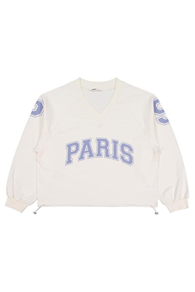 Civil Girls Paris Štampano Dukserica za 10-13 godina - Ecru 11-12 godina