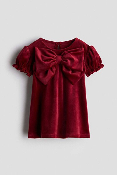 H&M Bow-detail velour dress