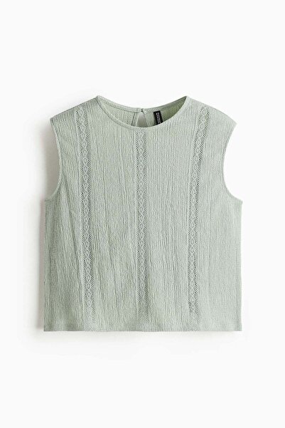 H&M Crinkled lace-detail blouse