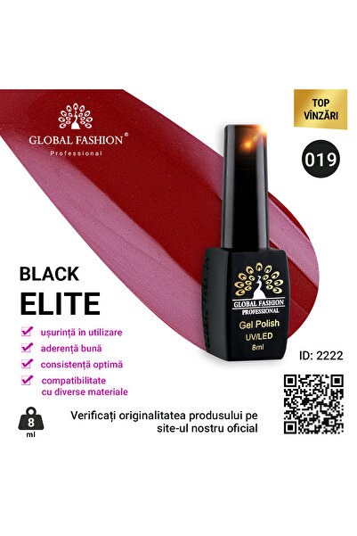 global fashion Set of 4 units: Black Elite semi-permanent nail polish, 8 ml, 019