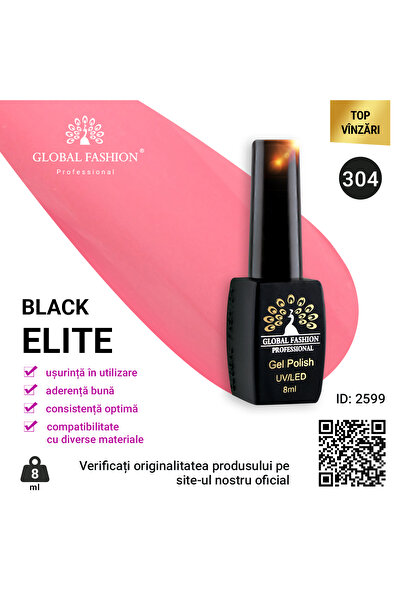 global fashion Set de 4 unități: Oja semipermanenta Black Elite, 8 ml, 304