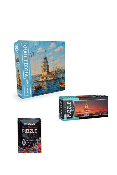 Neverland 1000 PARÇA PUZZLE KIZ KULESİ SAKİNLİĞİ VE 230 PARÇA GALATA KULESİ VE PUZZLE YAPIŞTIRICISI