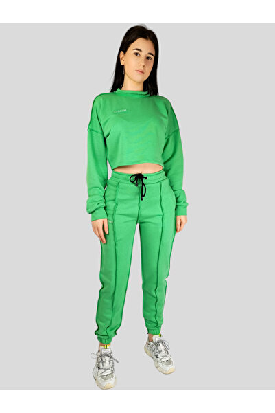 celevri Cropped tracksuit with sewn details on the front, made of 100% premium cotton, for women