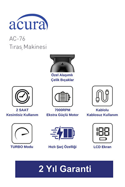 Acura AC-76 Lazer Epilasyon Öncesi Tüm Vücut Tıraş Makinesi