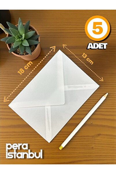 Pera İstanbul 5 Adet Aydınger Transparan Şeffaf Zarf Davetiye Lüks Tebrik Kar...