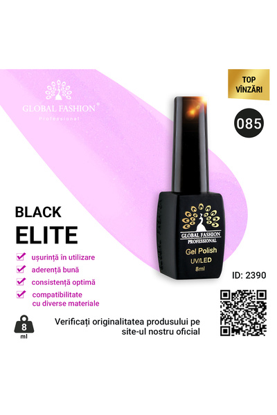 global fashion Set de 4 unități: Oja semipermanenta BLACK ELITE, 8 ml, 085