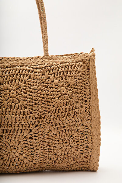 Manuka Patterned Wicker Large Bag Natural