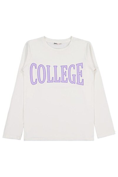 Civil Girls Суитшърт с печат за колеж за възраст 10-13 години - Екру за възра...