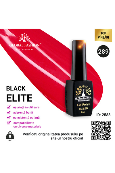 global fashion Set de 4 unități: Oja semipermanenta BLACK ELITE, 8 ml, 289