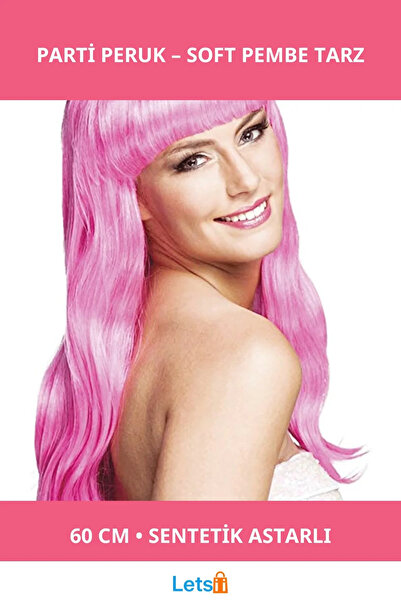 Letsii Soft Pink Long Party Wig 60cm Synthetic False Hair