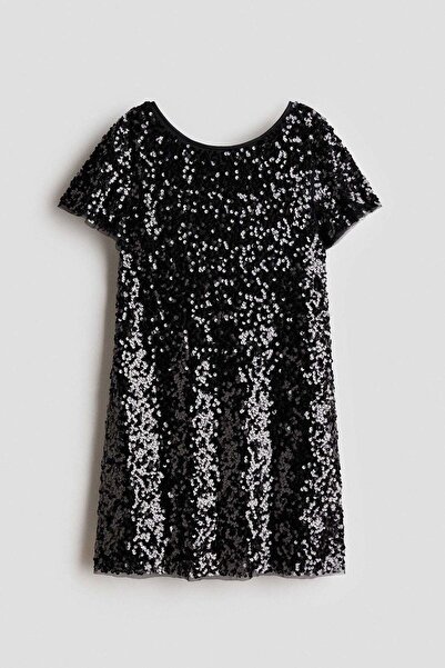 H&M Bow-detail sequined dress