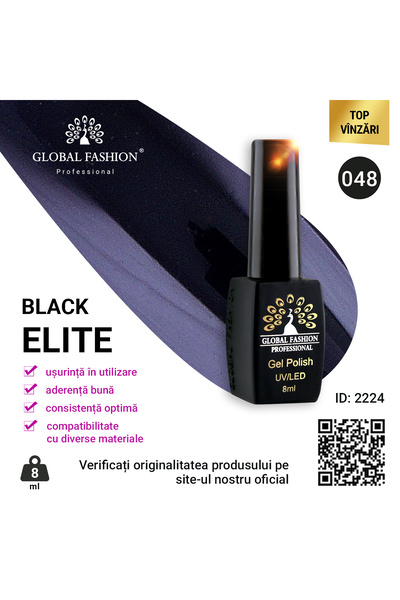global fashion Set de 4 unități: Oja semipermanenta Black Elite, 8 ml, 048