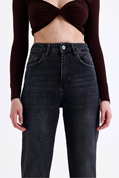 Denim Republic Women's Gray Mom Jean High Waist Stretch Fabric