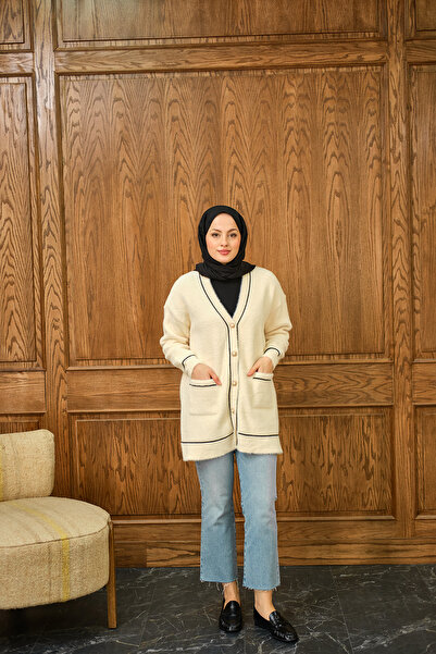 LOCCO Women's Sim Detail Cardigan Beige