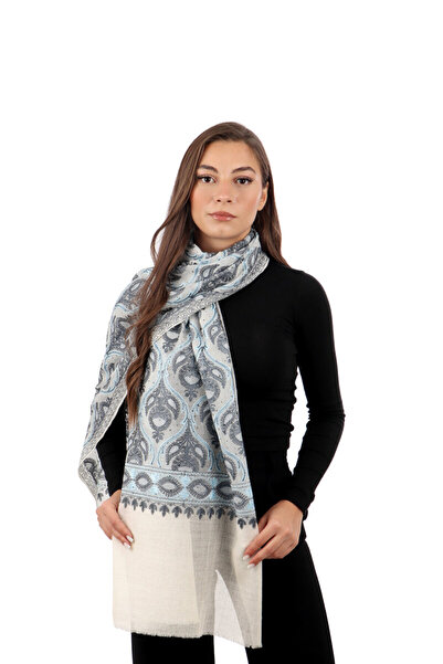 Bursa İpek Stone Smoked Stone Embroidered Wool Silk Shawl