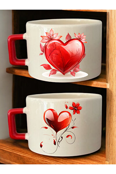 lili hediyelik Heart Theme 2-Piece Mug Set - Mug Types, Mug Tea Cups, Mug Tea, Mug and Mug